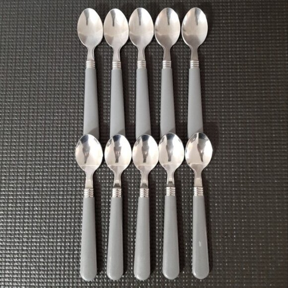 10 EVERYDAY TEASPOONS GREY HANDLE - Picture 1 of 4